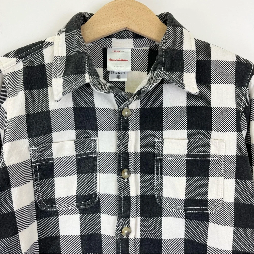Hanna Andersson Flannel Button Down Shirt 110 cm